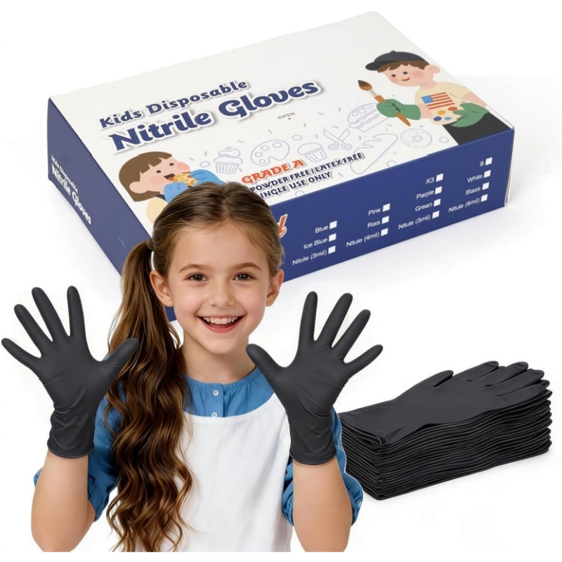 Gardening Tools Gloves - Kinderen Zwarte Nitril Wegwerphandschoenen voor 4-12