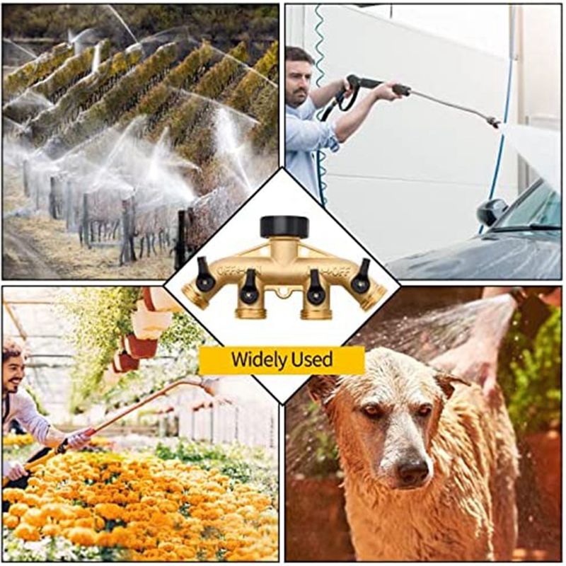 Gardening Tools Yellow - ABNQ 4-weg messing slangsplitter, 3/4 inch